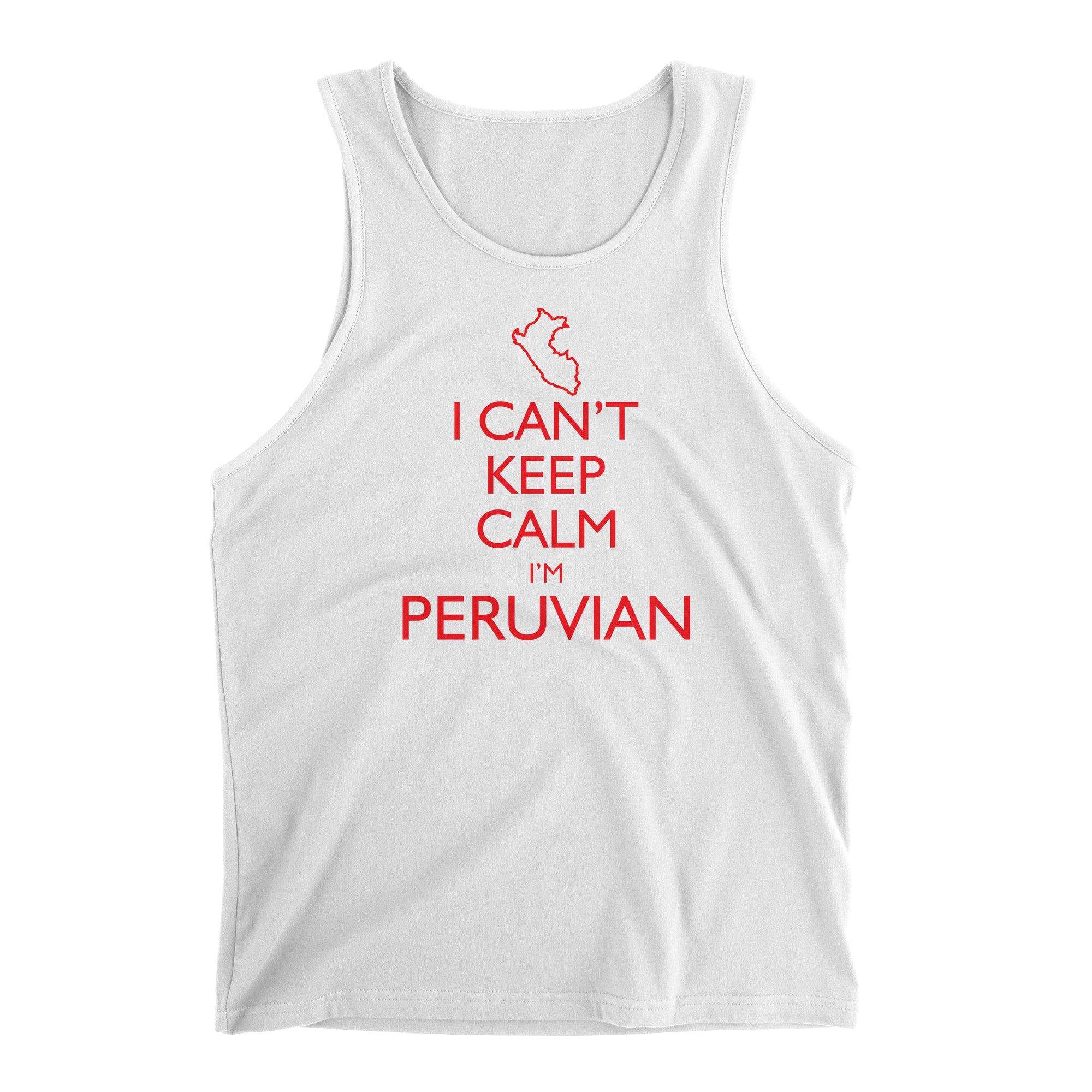 I Can't Keep Calm I'm Peruvian Peru Map White Sleeveless Tank Top for Men