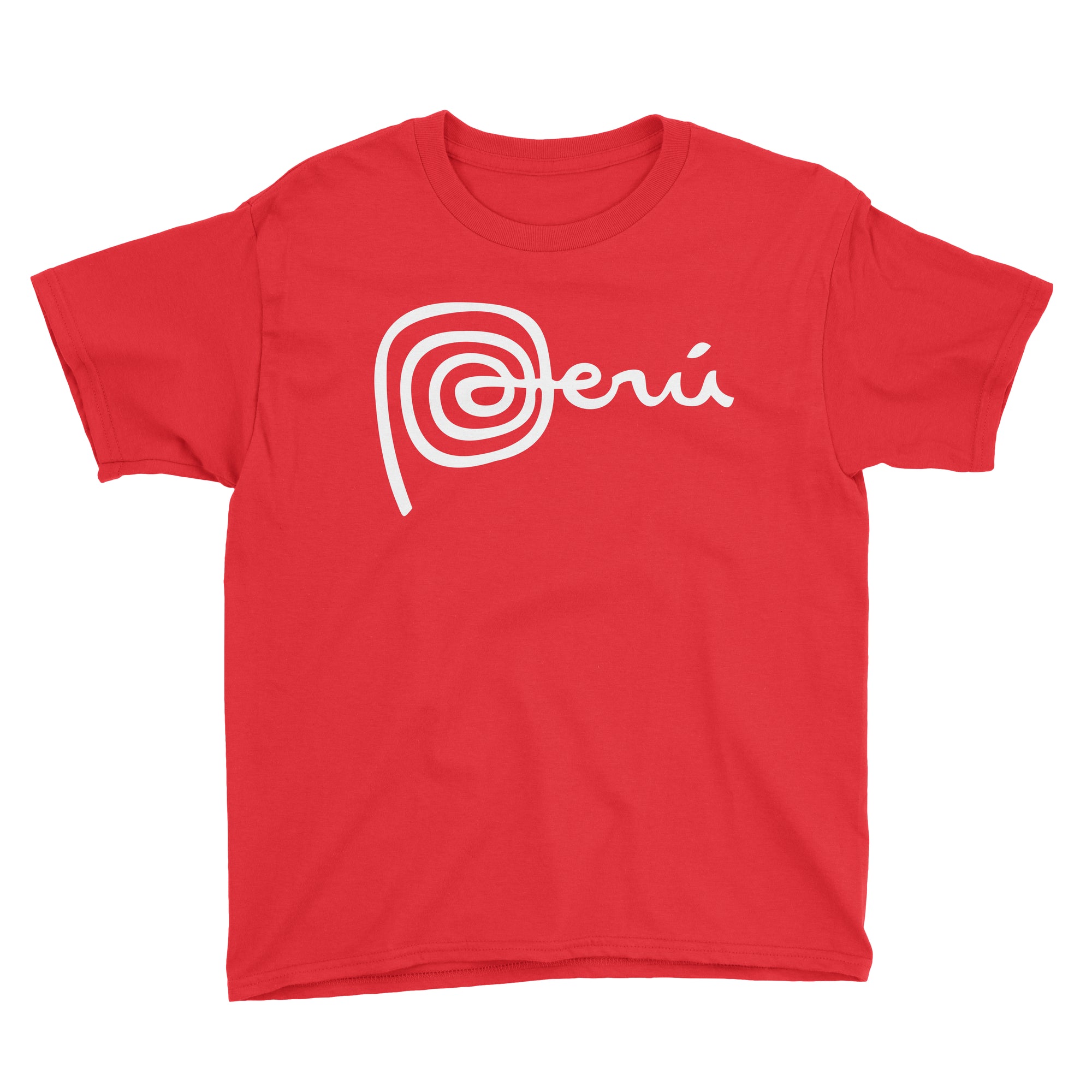 Marca Peru Red Short Sleeve Crewneck T-Shirt for Kids