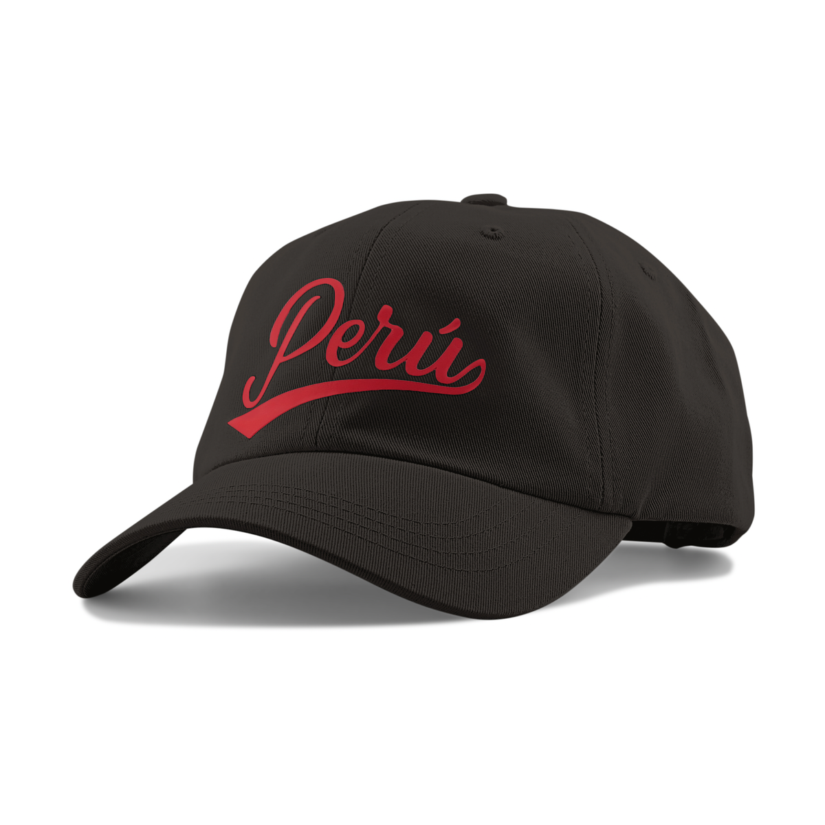Peru Cursive Dad Hat - Unstructured Low Profile - Black