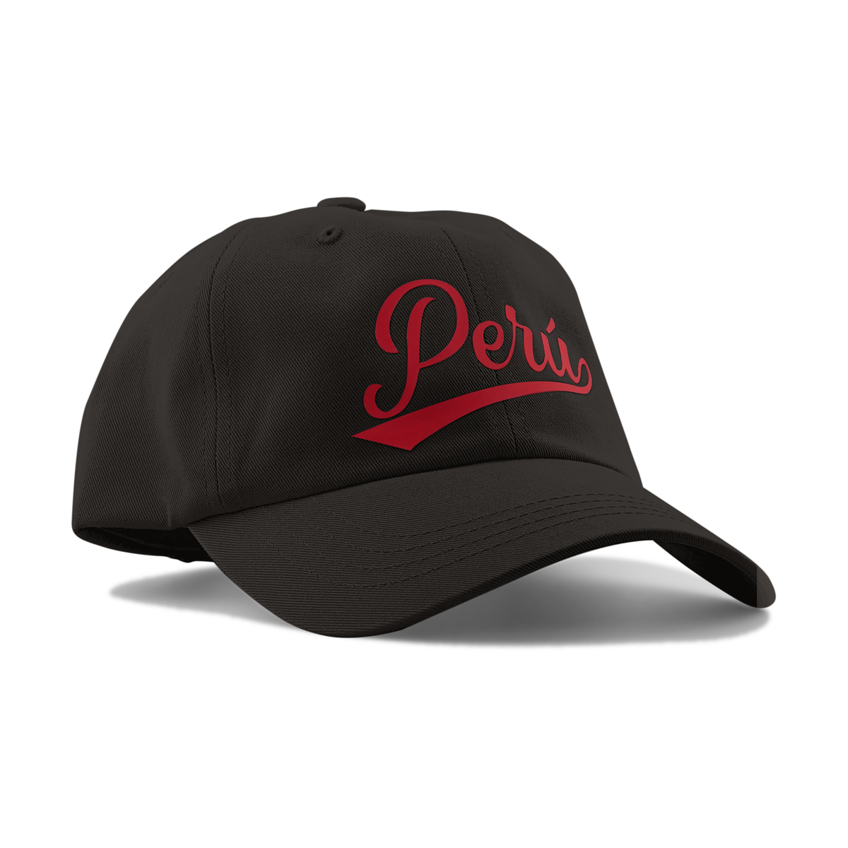 Peru Cursive Dad Hat - Unstructured Low Profile - Black