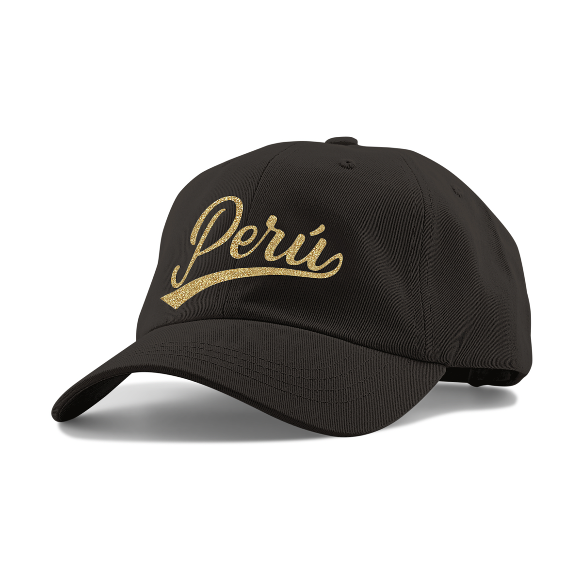 Peru Cursive Dad Hat - Unstructured - Black - Gold Glitter