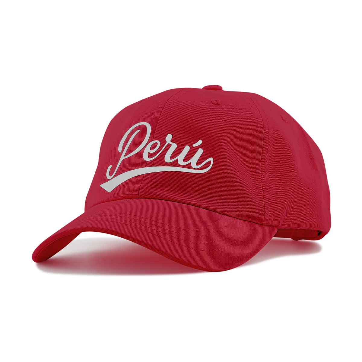 Peru Cursive Dad Hat - Unstructured Low Profile - Red