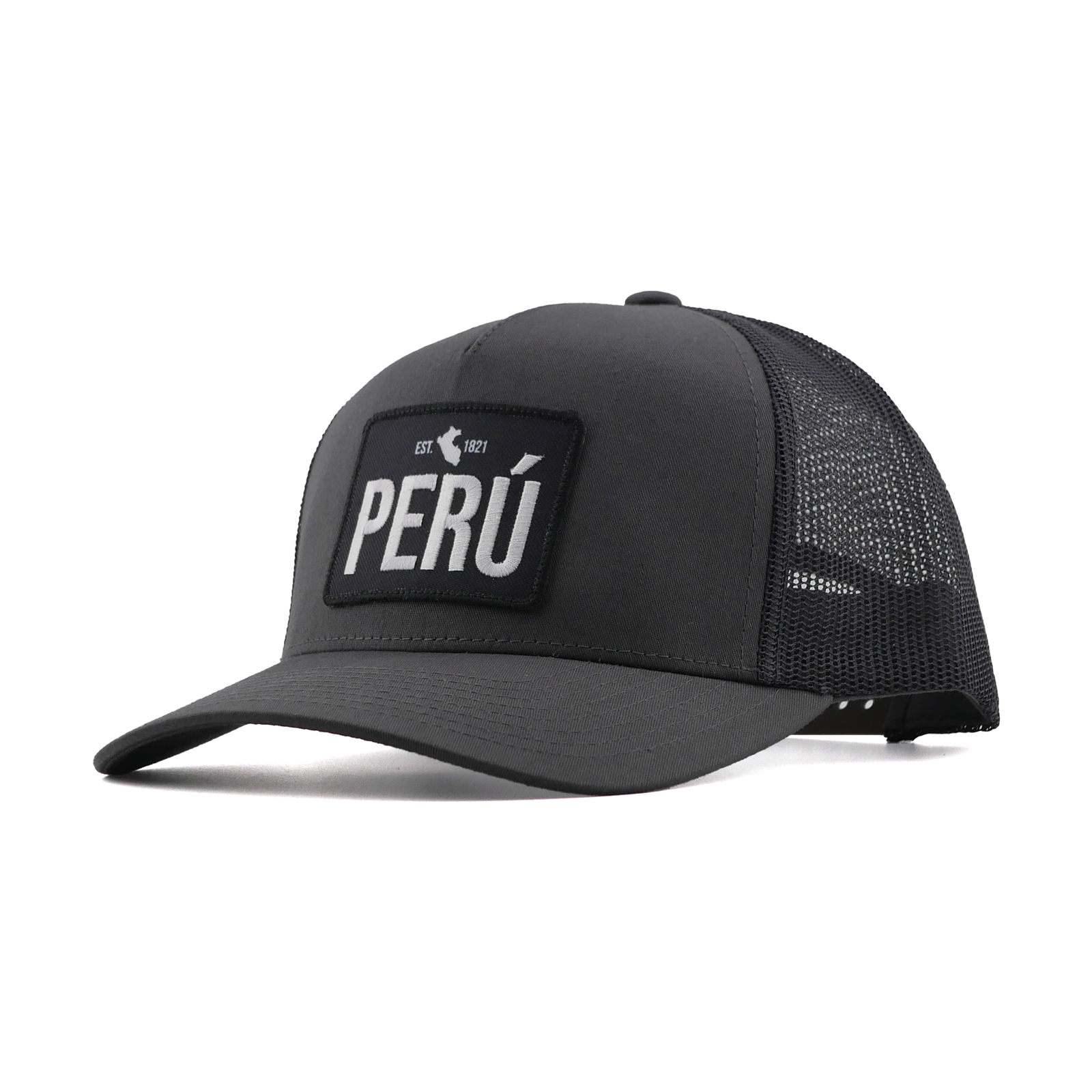 Peru Est 1821 Patch Trucker Hat - Charcoal