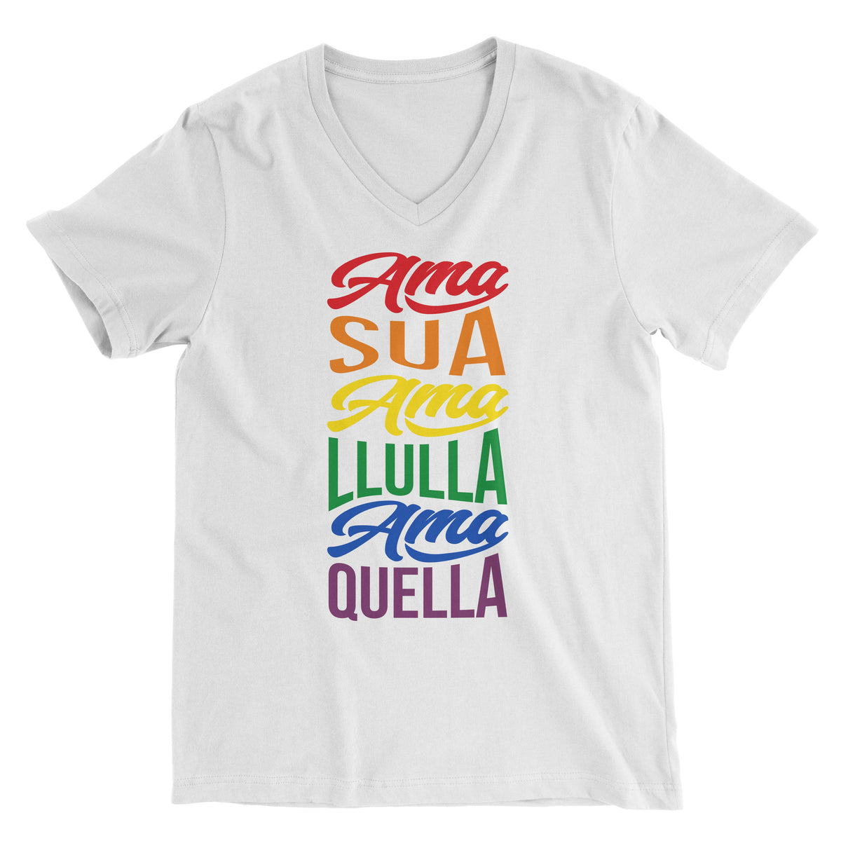 Ama Sua Ama Llulla Ama Quella Inca White V-Neck T-Shirt for Men