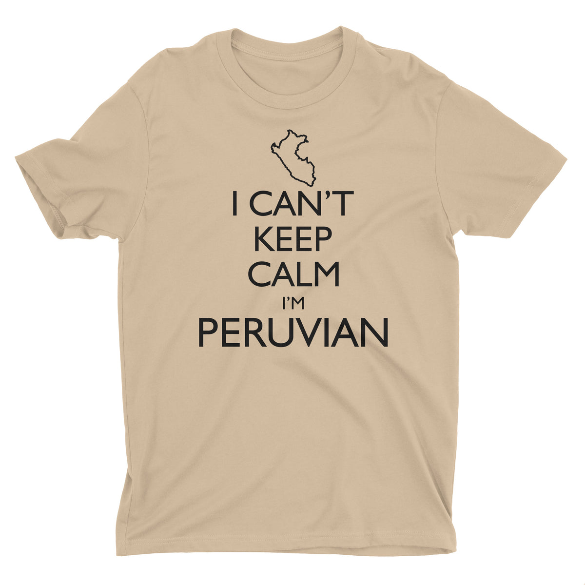 I Can&#39;t Keep Calm I&#39;m Peruvian Peru Map Beige Short Sleeve Crewneck T-Shirt for Men