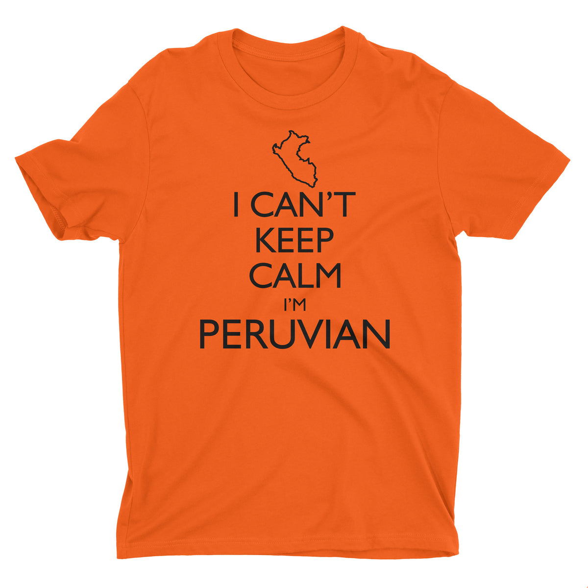 I Can&#39;t Keep Calm I&#39;m Peruvian Peru Map Orange Short Sleeve Crewneck T-Shirt for Men