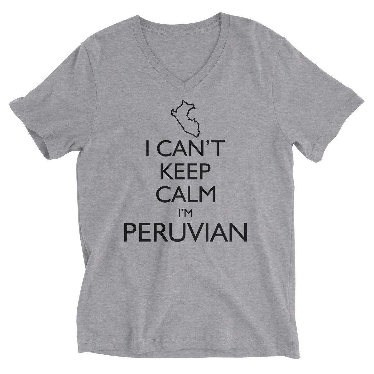 I Can&#39;t Keep Calm I&#39;m Peruvian Peru Map Heather Grey Short Sleeve V-Neck T-Shirt for Men