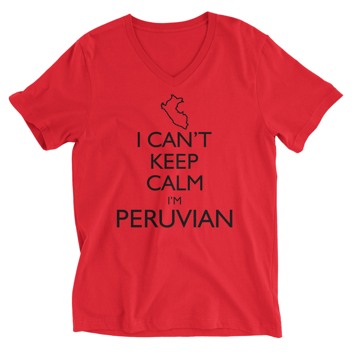 I Can&#39;t Keep Calm I&#39;m Peruvian Peru Map Red Short Sleeve V-Neck T-Shirt for Men