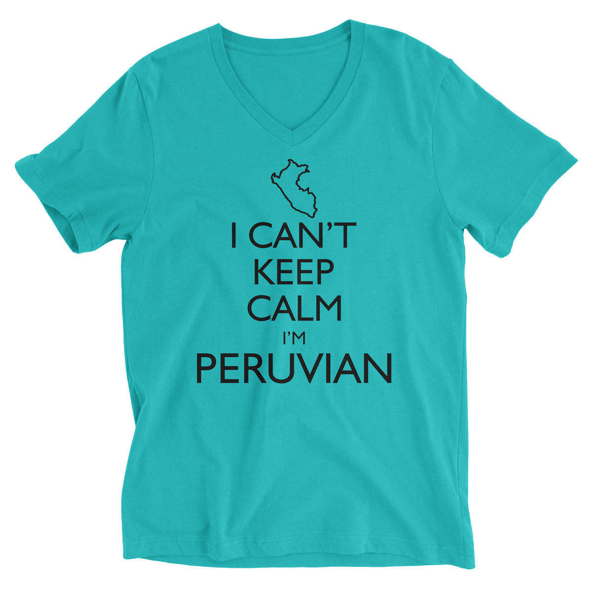 I Can&#39;t Keep Calm I&#39;m Peruvian Peru Map Tahiti Blue Short Sleeve V-Neck T-Shirt for Men