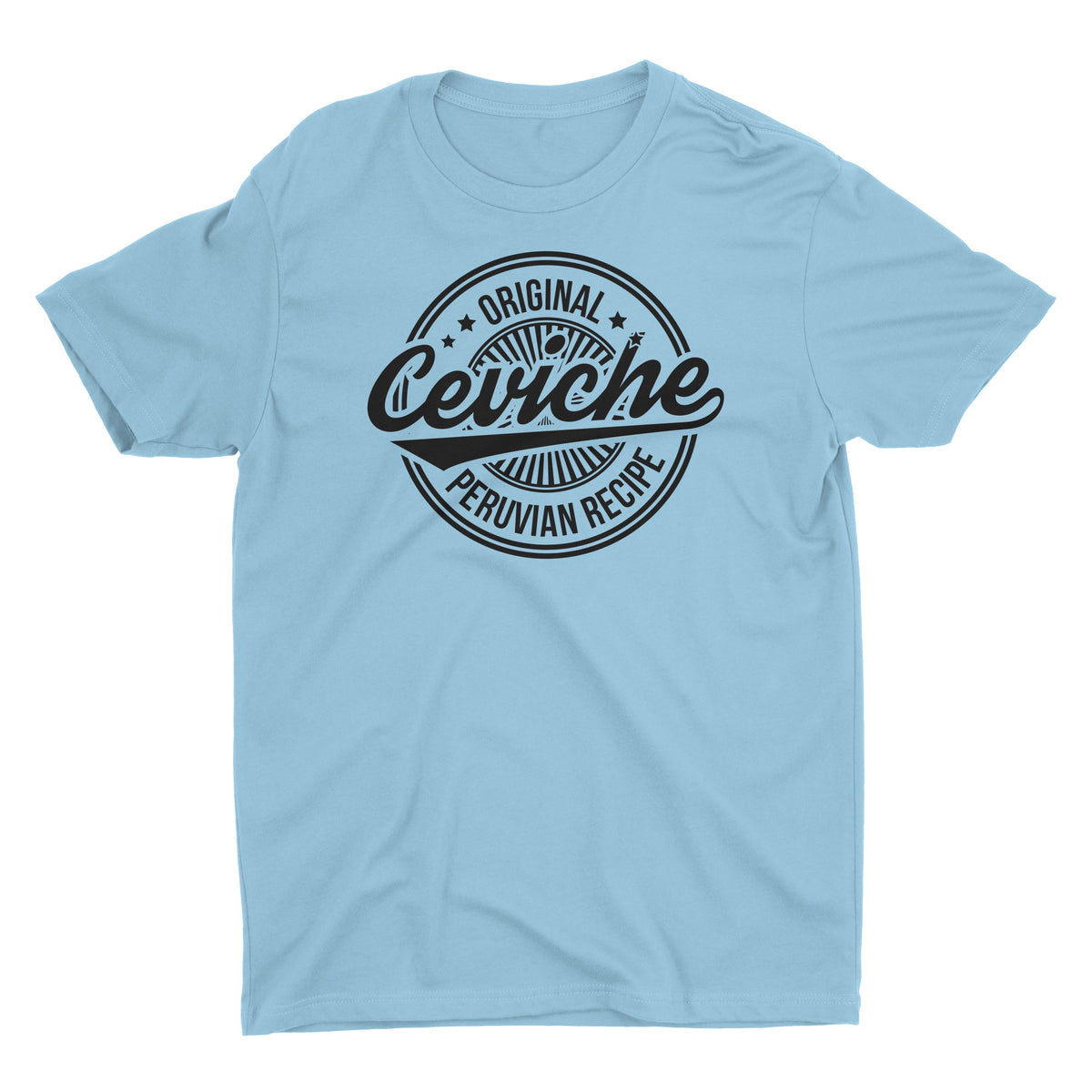 Ceviche Light Blue Short Sleeve Crewneck T-Shirt for Men