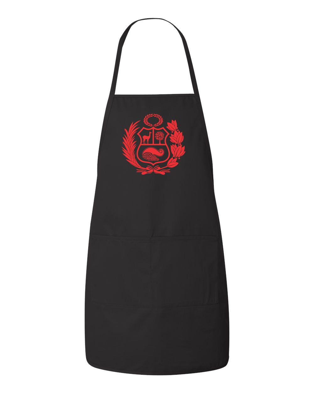 Peru Escudo Black Chef Cooking Apron Mandil - Adult Size