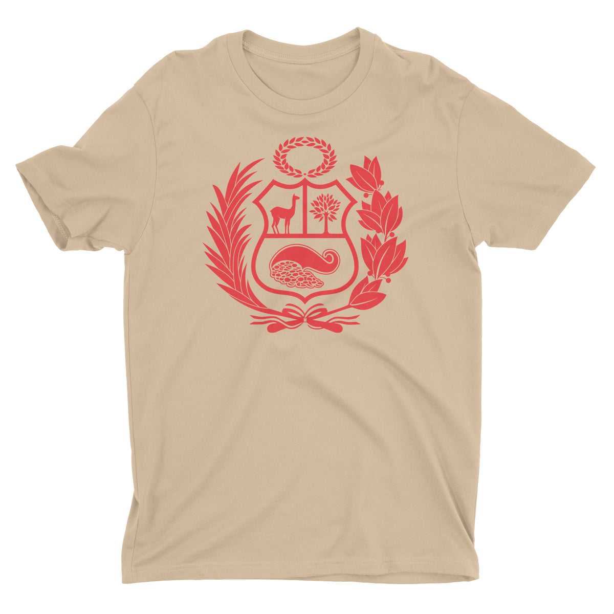 Peru Escudo Beige Short Sleeve Crewneck T-Shirt for Men