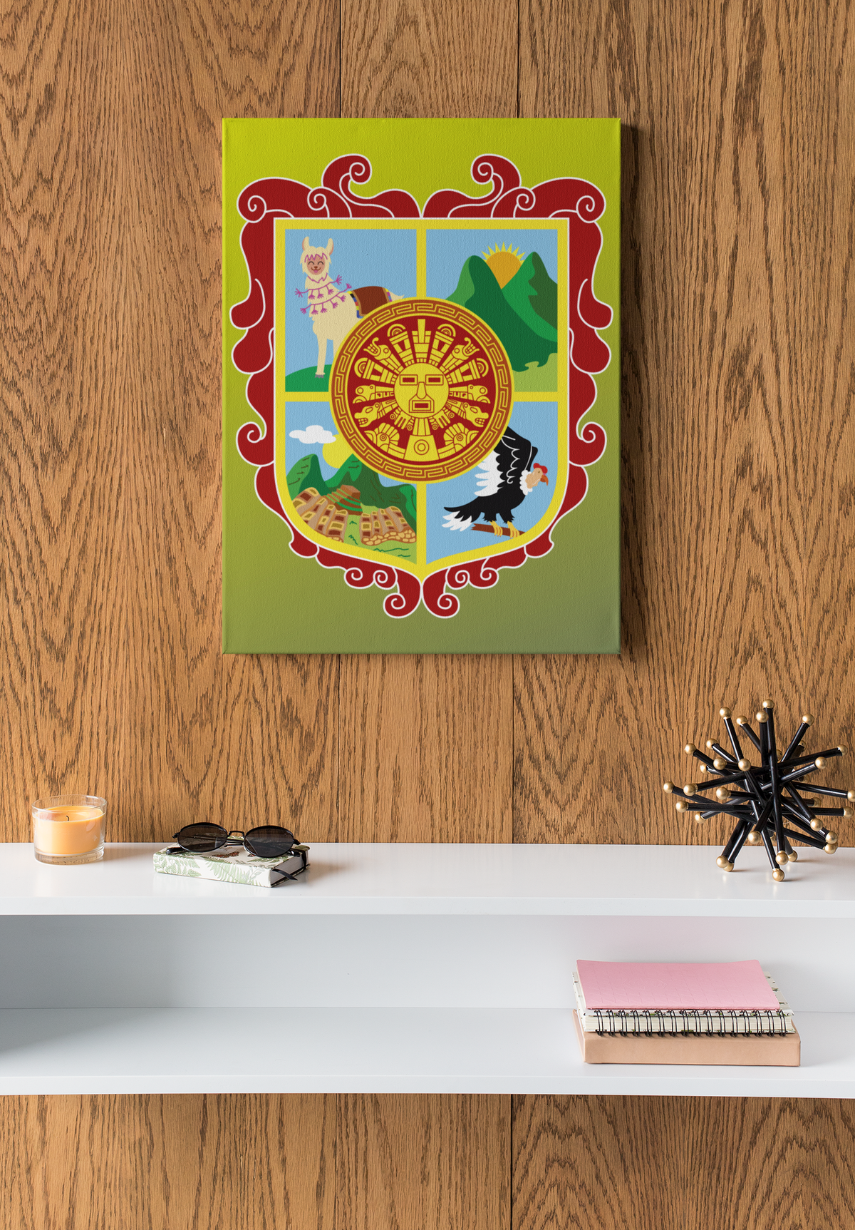 Escudo de Sol Peru Canvas Wall Art Lifestyle | PeruCoUSA