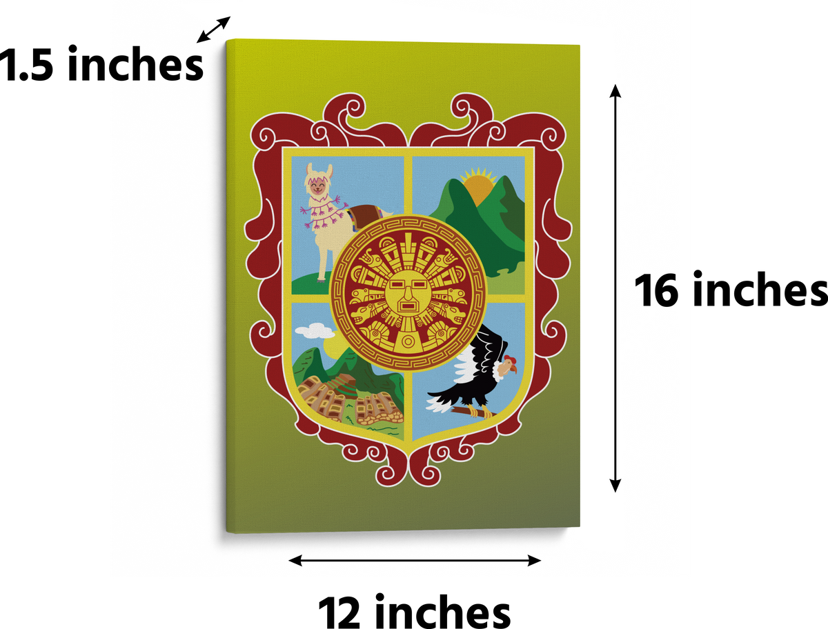 Escudo de Sol Peru Canvas Wall Art Measurements | PeruCoUSA