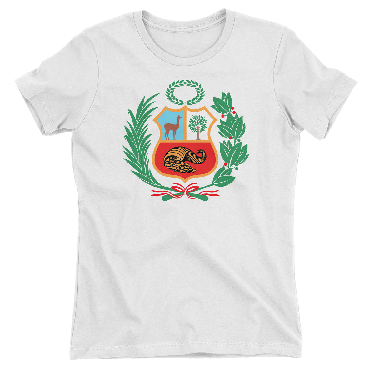 Peru Escudo White Full Color Short Sleeve Crewneck T-Shirt for Juniors