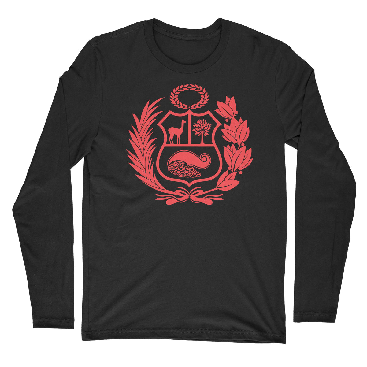 Peru Escudo Black Long Sleeve Crewneck Shirt for Men