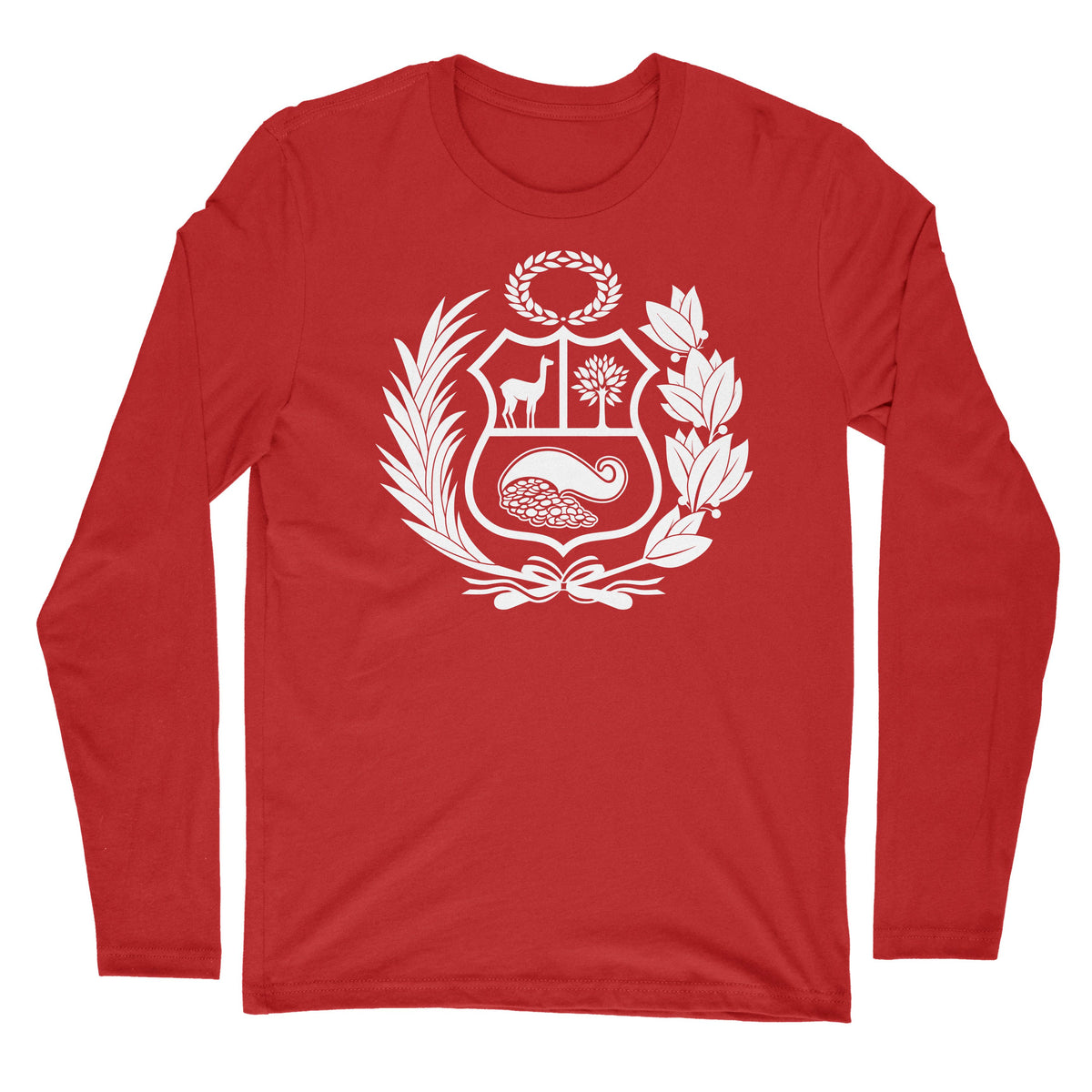 Peru Escudo Red Long Sleeve Crewneck Shirt for Men