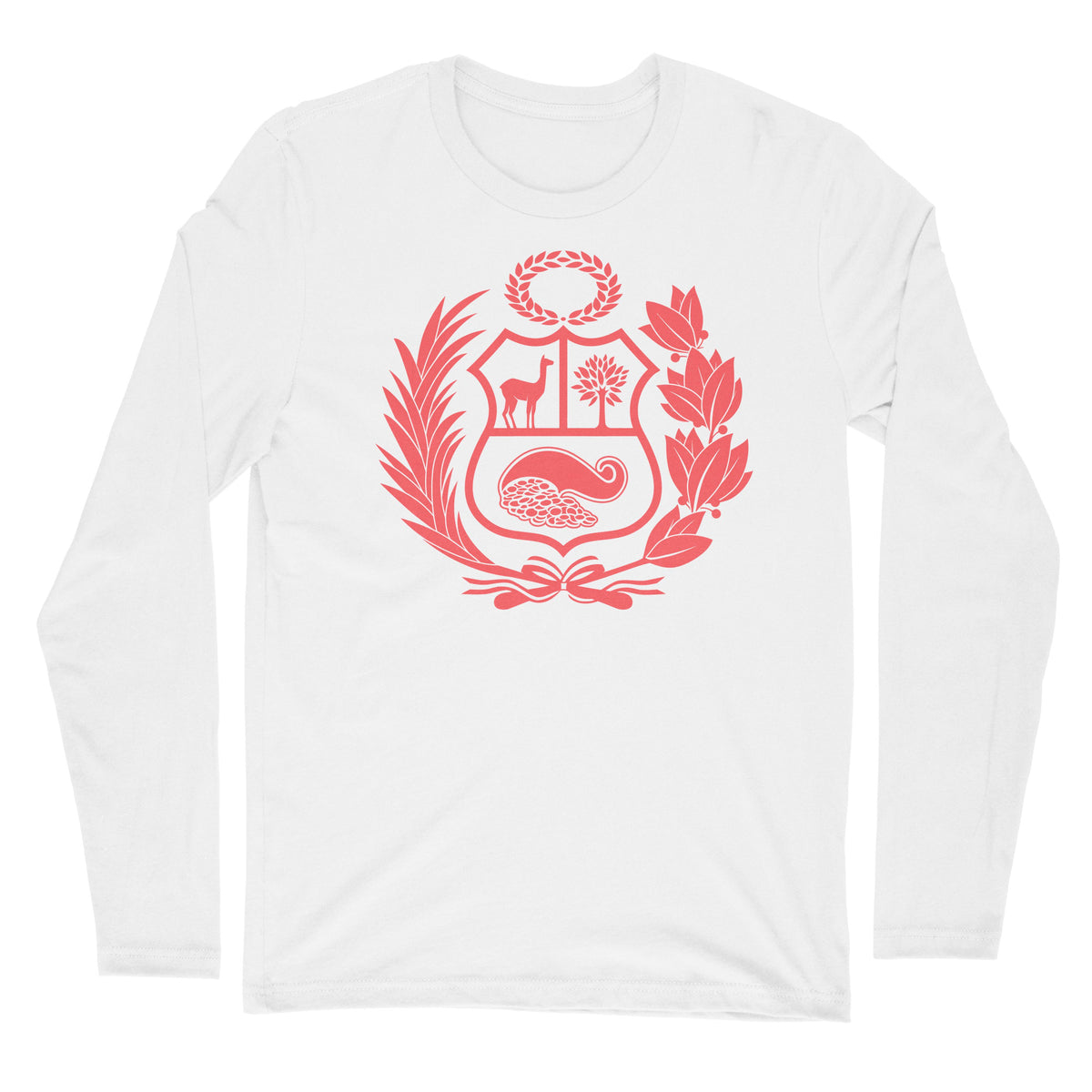Peru Escudo White Long Sleeve Crewneck Shirt for Men