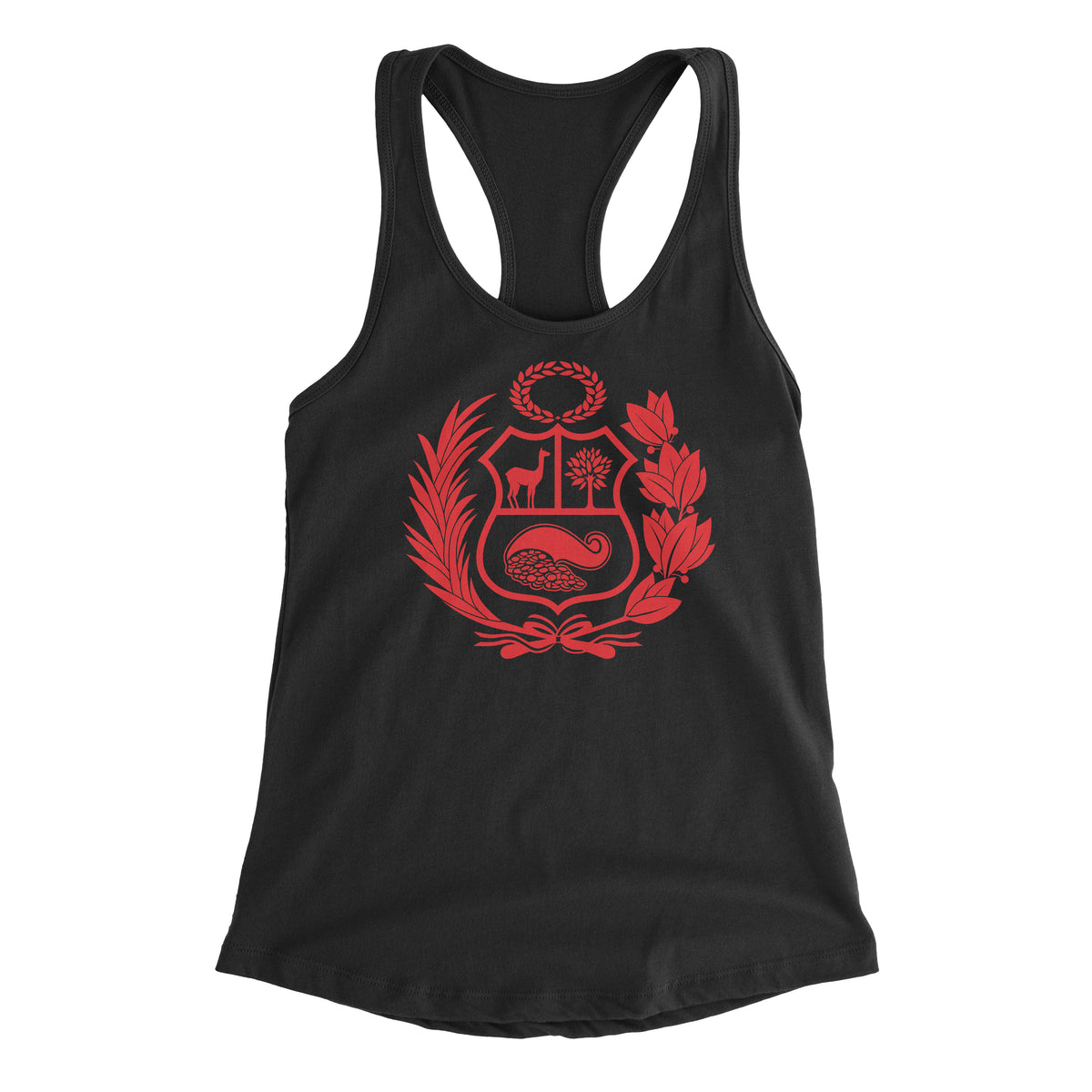 Peru Escudo Black Sleeveless Racerback Tank Top for Juniors