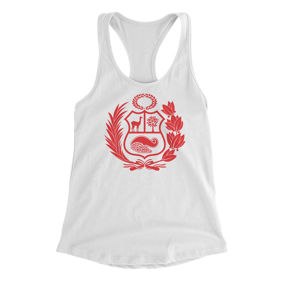 Peru Escudo White Sleeveless Racerback Tank Top for Juniors