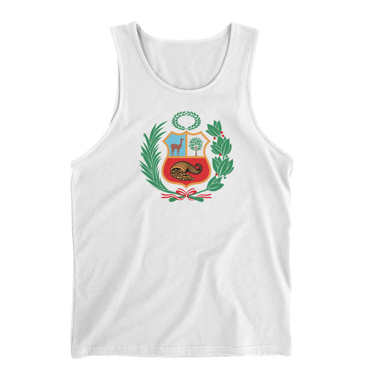 Peru Escudo White Full Color Sleeveless Tank Top for Men