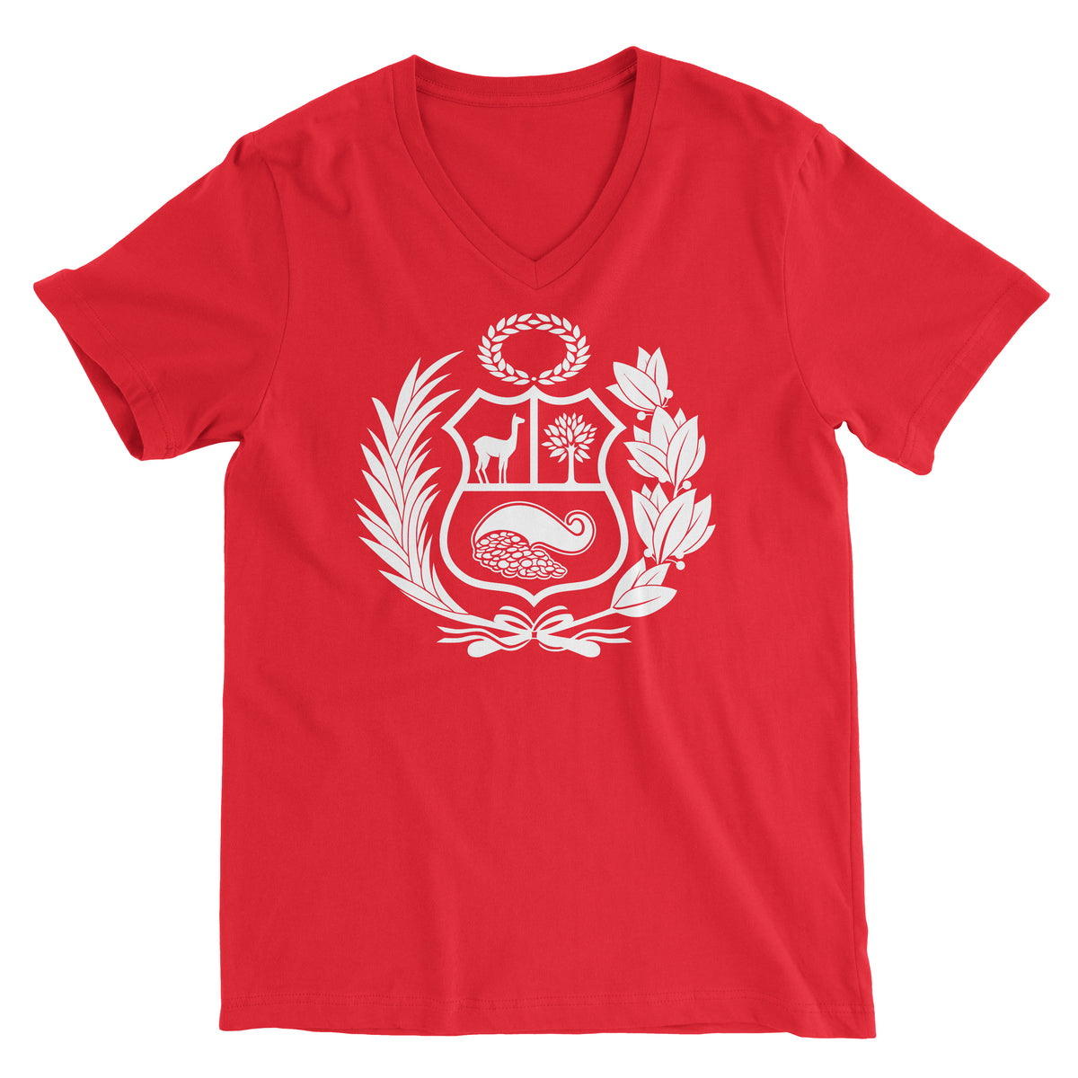 Peru Escudo Red Short Sleeve V-Neck T-Shirt for Men