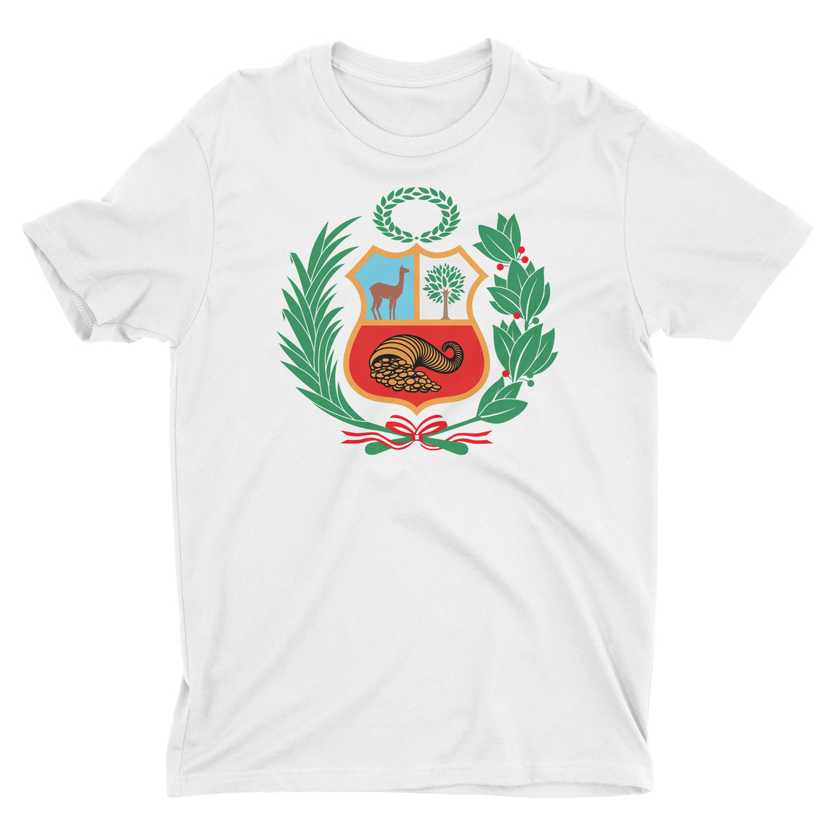 Peru Escudo White Full Color Short Sleeve Crewneck T-Shirt for Men