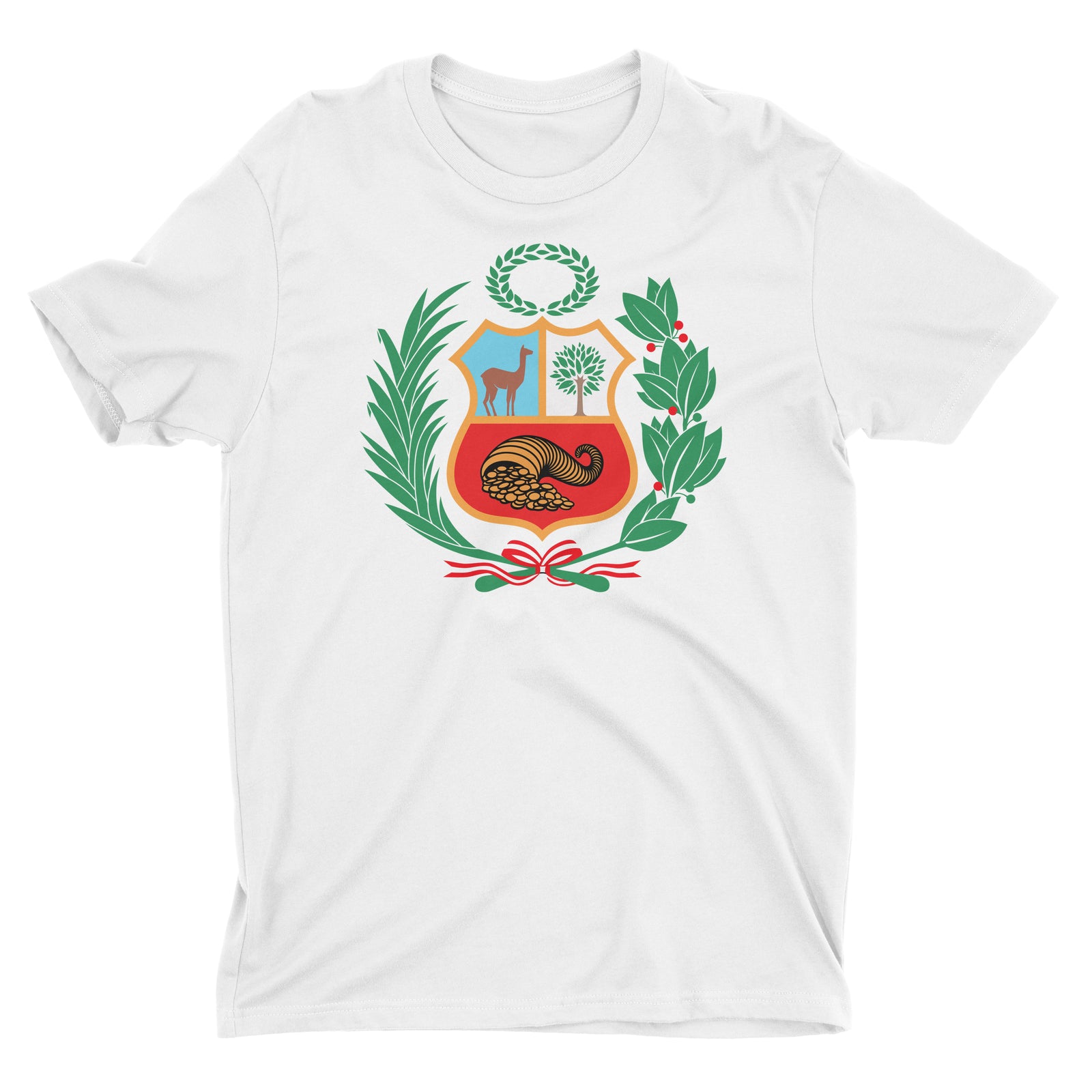 Peru Escudo White Full Color Short Sleeve Crewneck T-Shirt for Men