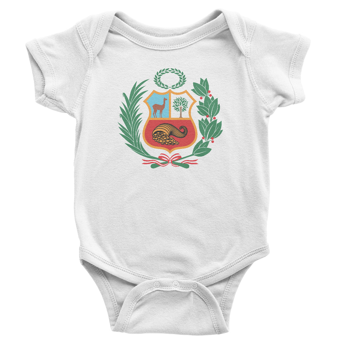 Peru Escudo White One Piece Bodysuit Romper for Baby