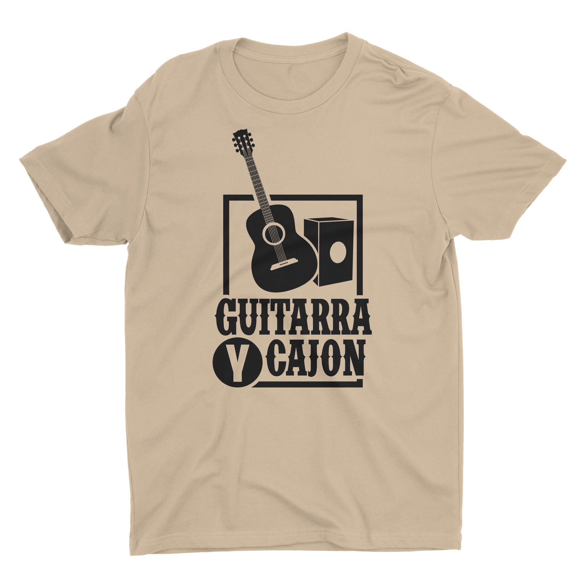 Cancion Criolla Guitarra y Cajon Beige Short Sleeve Crewneck T-Shirt for Men