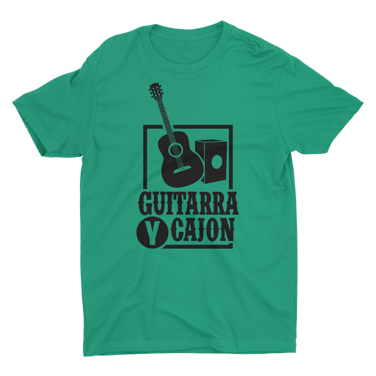 Cancion Criolla Guitarra y Cajon Green Short Sleeve Crewneck T-Shirt for Men