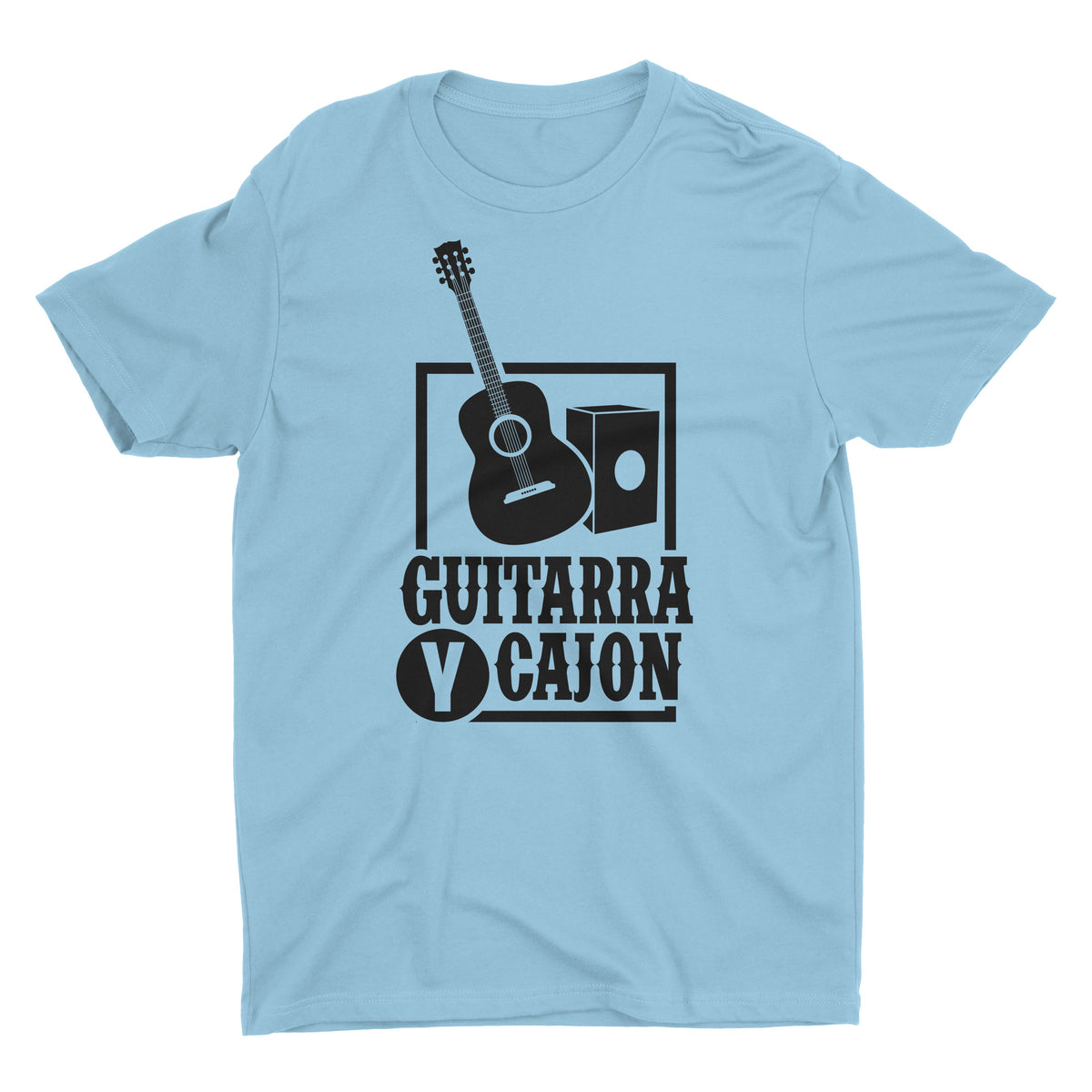 Cancion Criolla Guitarra y Cajon Light Blue Short Sleeve Crewneck T-Shirt for Men