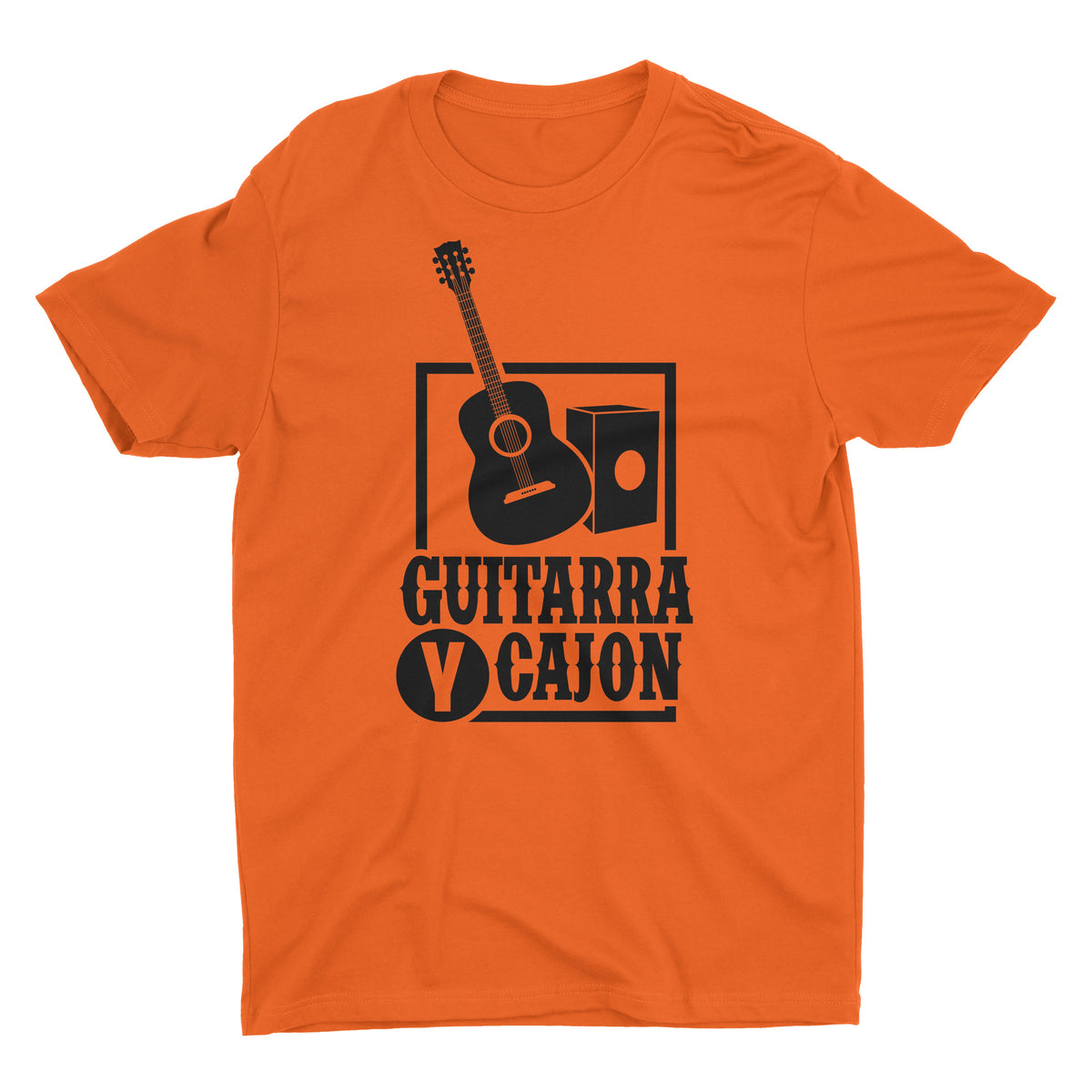 Cancion Criolla Guitarra y Cajon Orange Short Sleeve Crewneck T-Shirt for Men