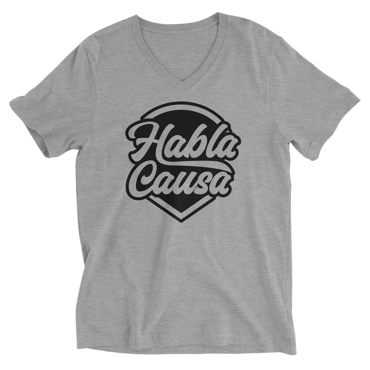 Habla Causa Heather Grey V-Neck T-Shirt for Men