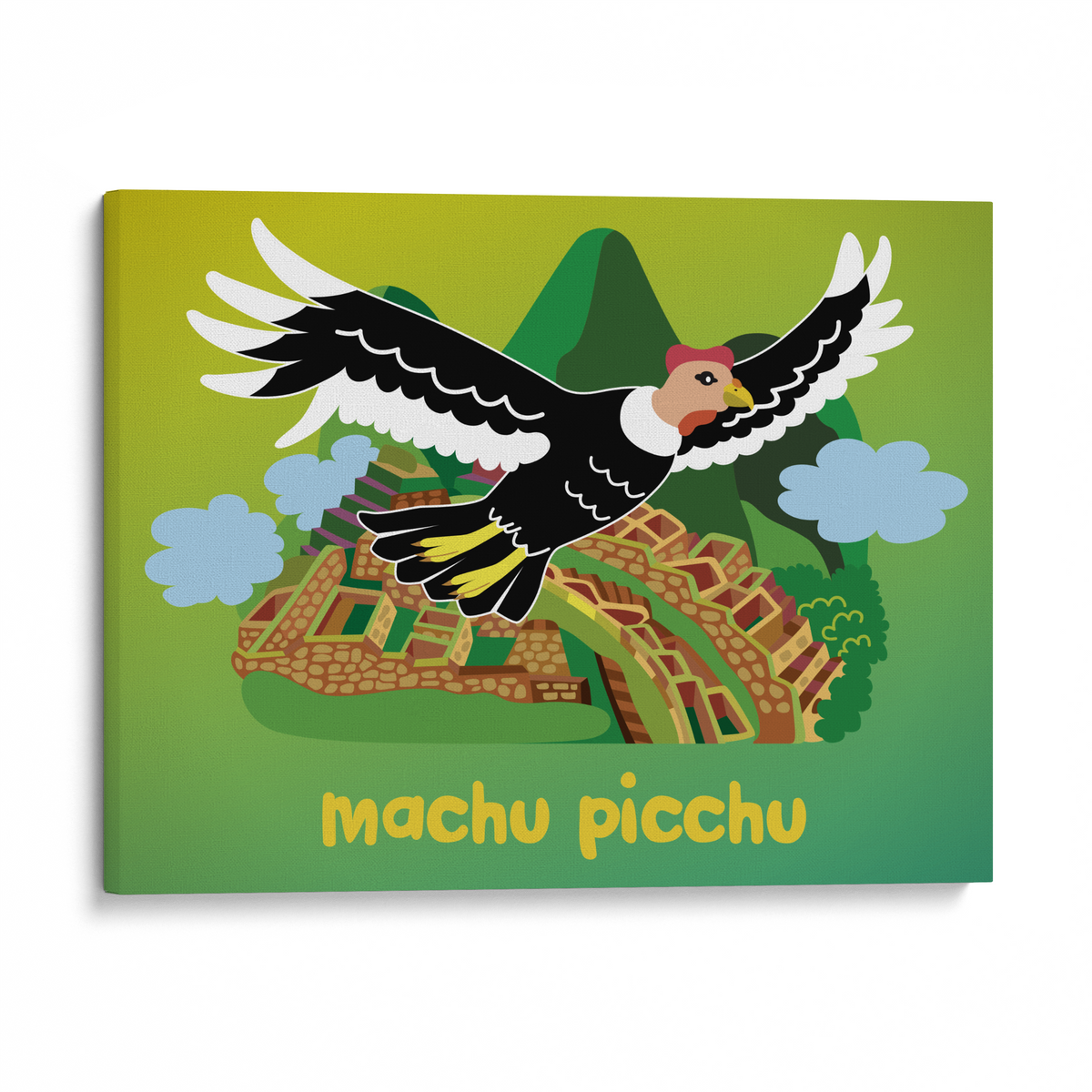 Machu Picchu Drawing Andean Condor Canvas Wall Art