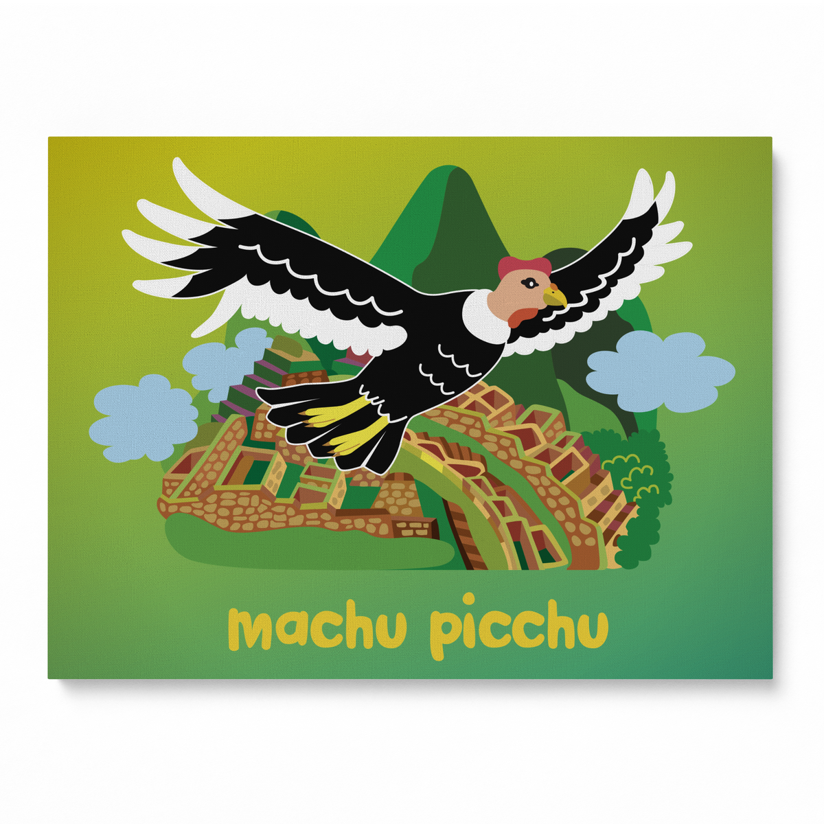 Machu Picchu Drawing Andean Condor Canvas Wall Art Front