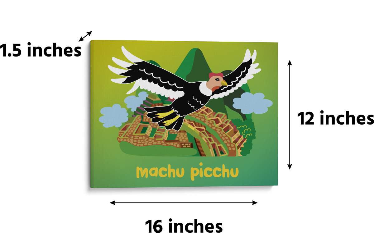 Machu Picchu Drawing Andean Condor Canvas Wall Art Measurements