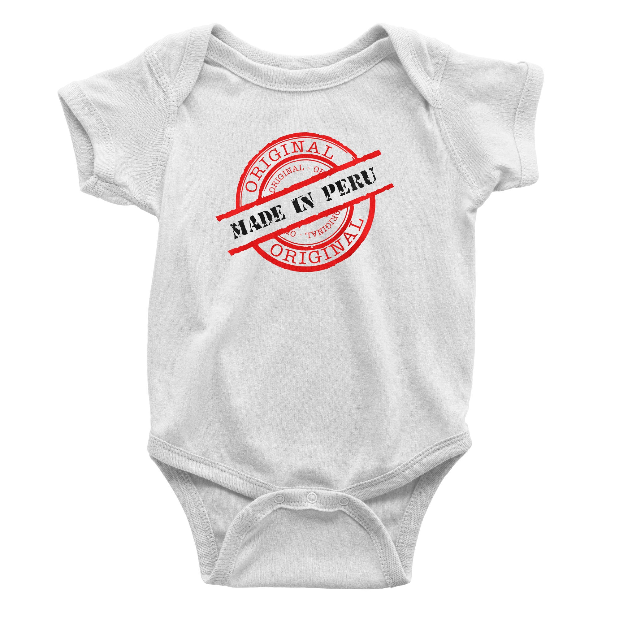 Made in Peru Seal White One-Piece Bodysuit for Baby