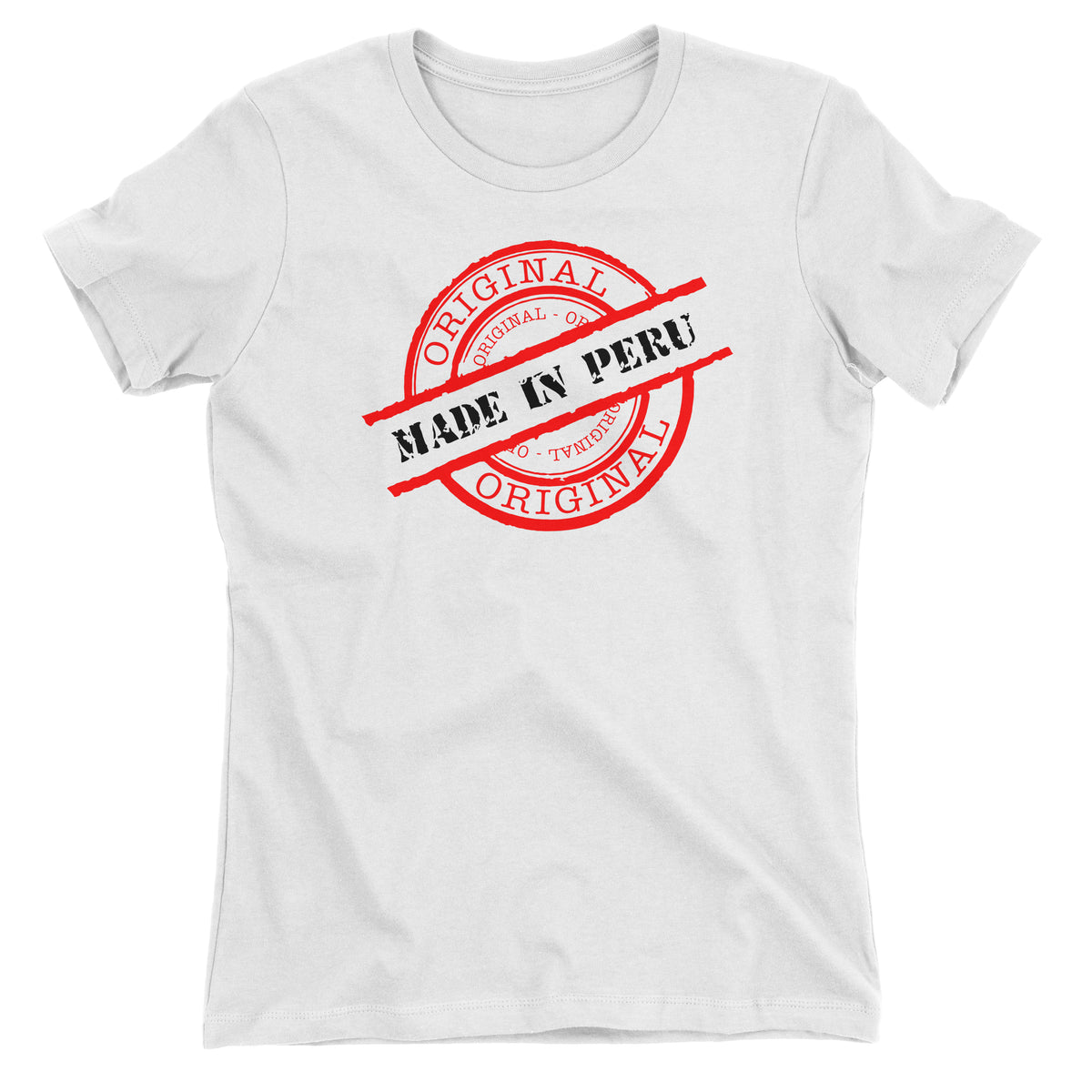 Made in Peru Seal White Short Sleeve Crewneck T-Shirt for Juniors