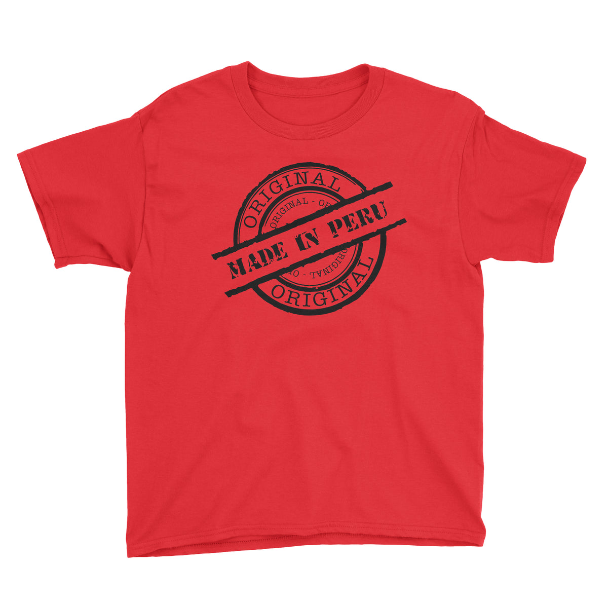Made in Peru Seal Red Short Sleeve Crewneck T-Shirt for Kids