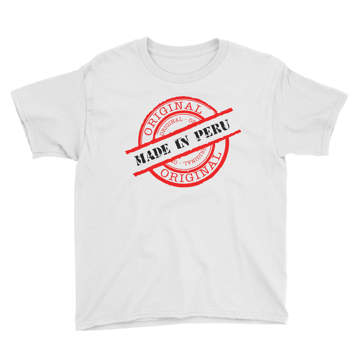 Made in Peru Seal White Short Sleeve Crewneck T-Shirt for Kids