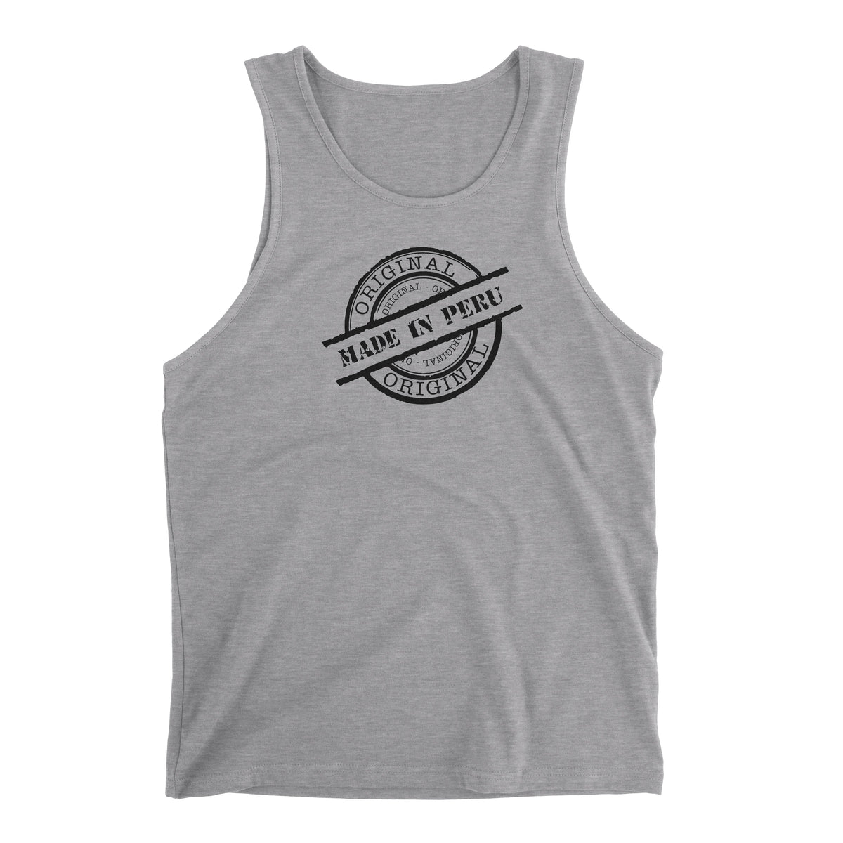 Made in Peru Seal Heather Grey Sleeveless Tank Top for Men