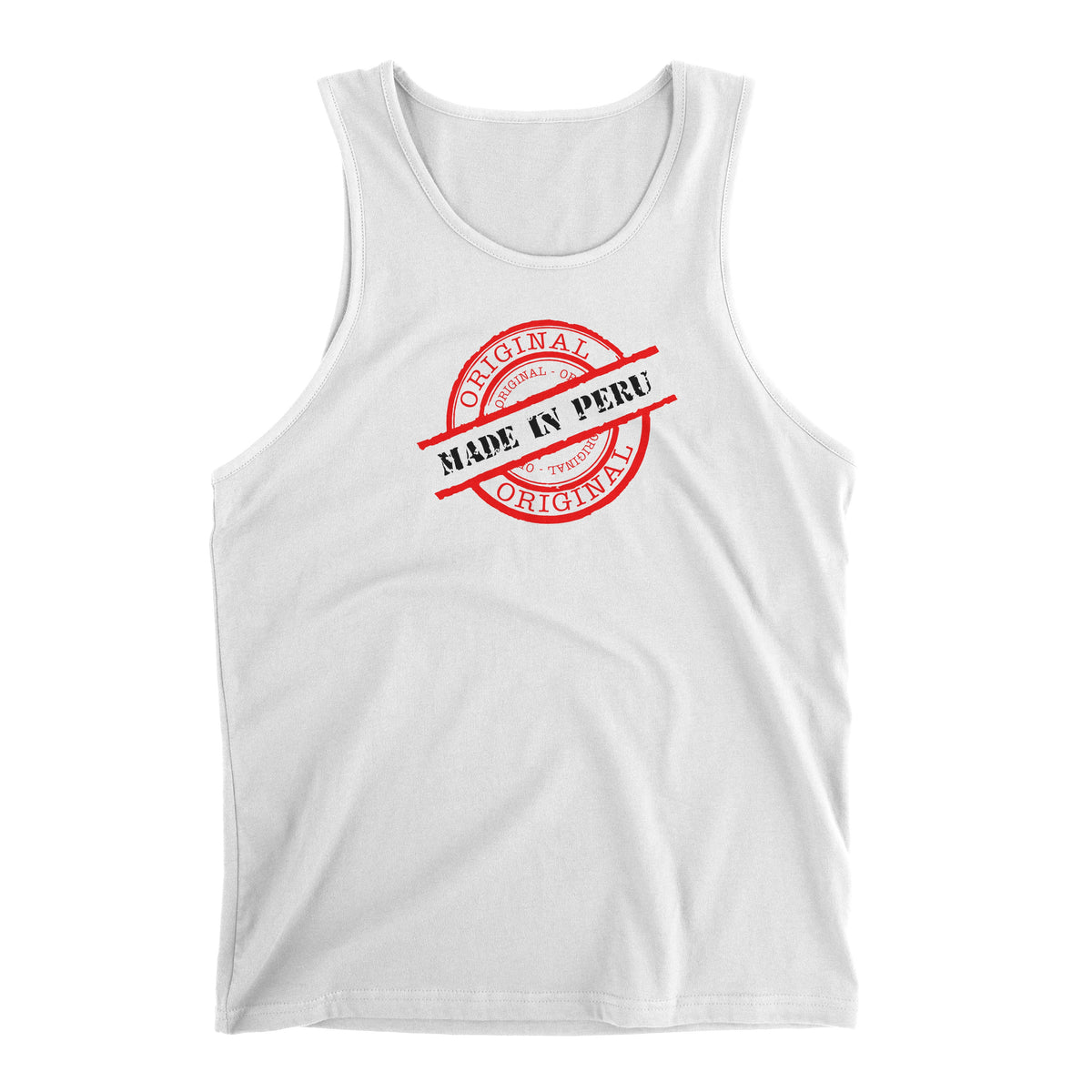 Made in Peru Seal White Sleeveless Tank Top for Men