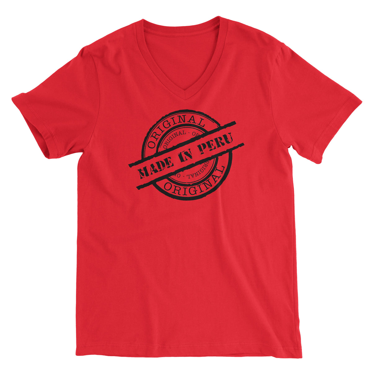 Made in Peru Seal Red Short Sleeve V-Neck T-Shirt for Men