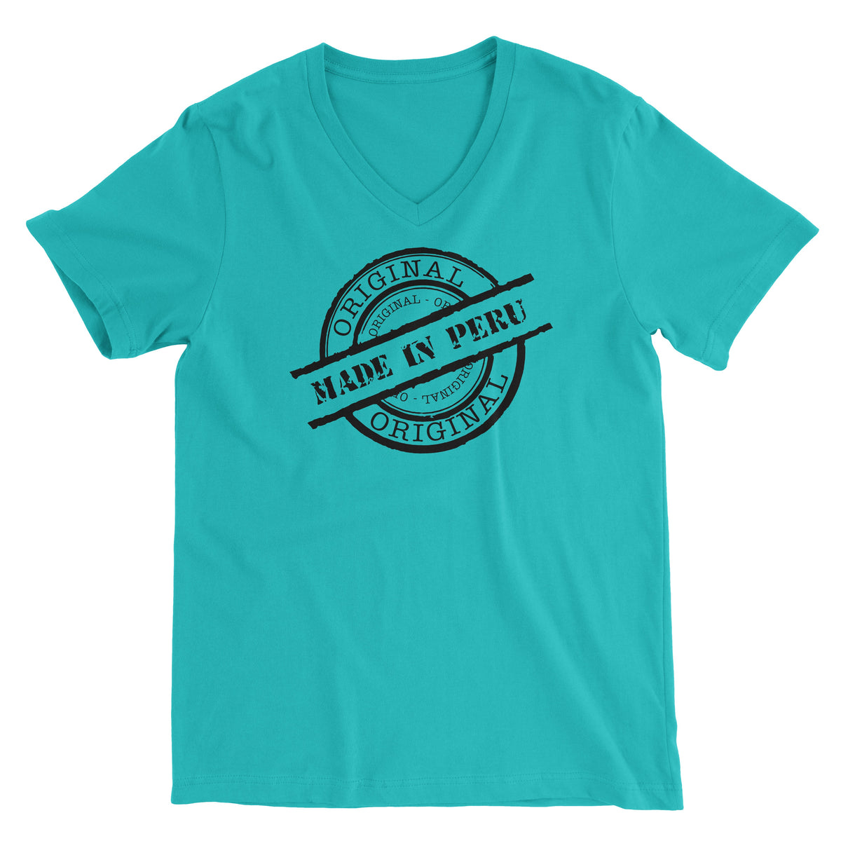 Made in Peru Seal Tahiti Blue Short Sleeve V-Neck T-Shirt for Men