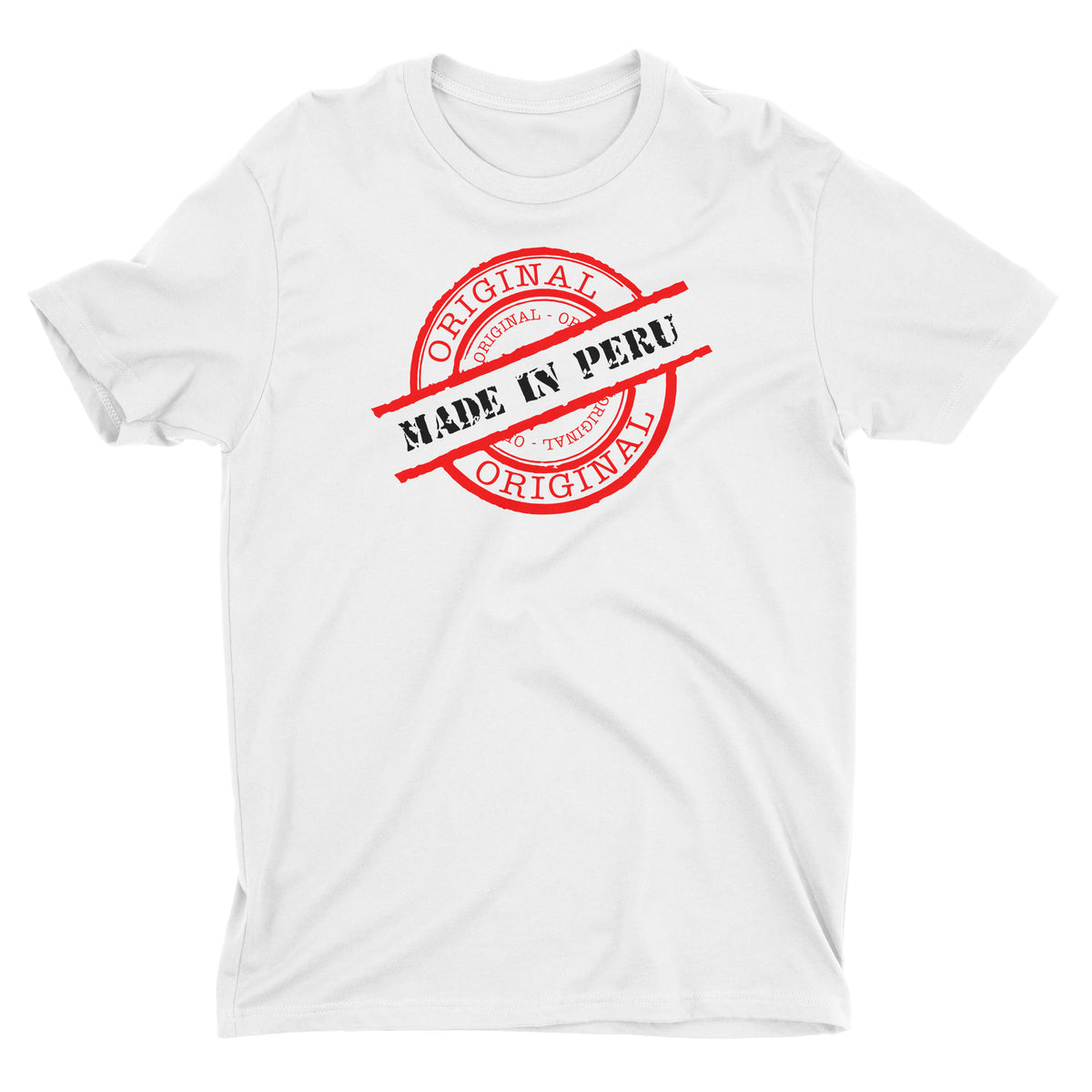 Made in Peru Seal White Short Sleeve Crewneck T-Shirt for Men