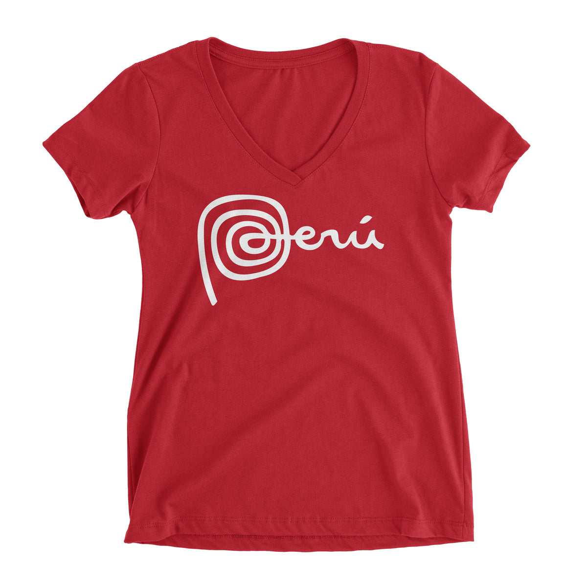 Marca Peru Red Short Sleeve V-Neck T-Shirt for Juniors