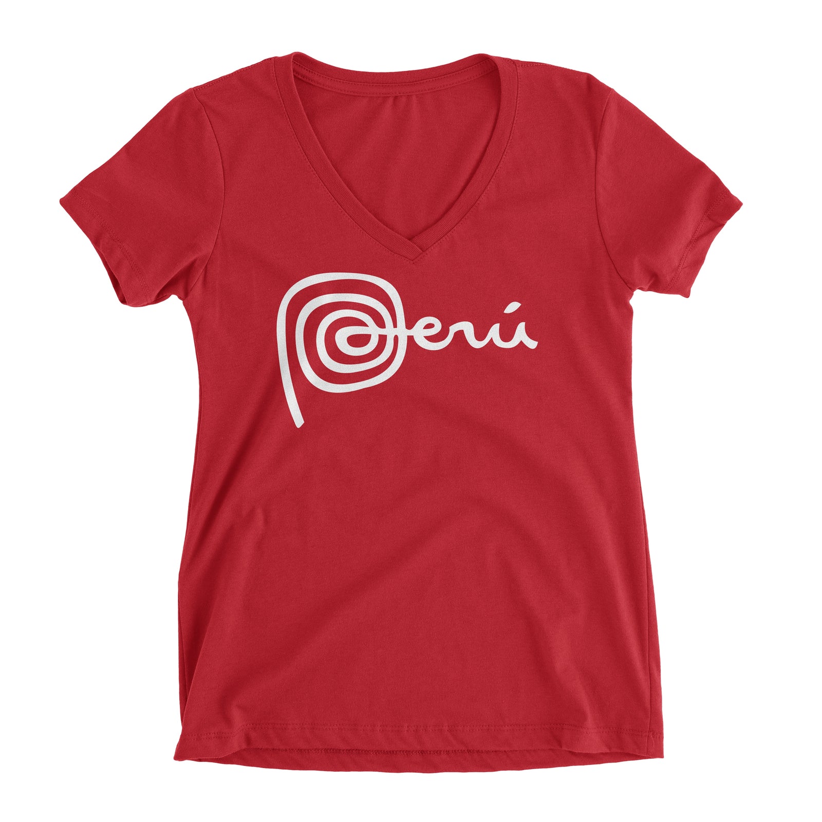 Marca Peru Red Short Sleeve V-Neck T-Shirt for Juniors