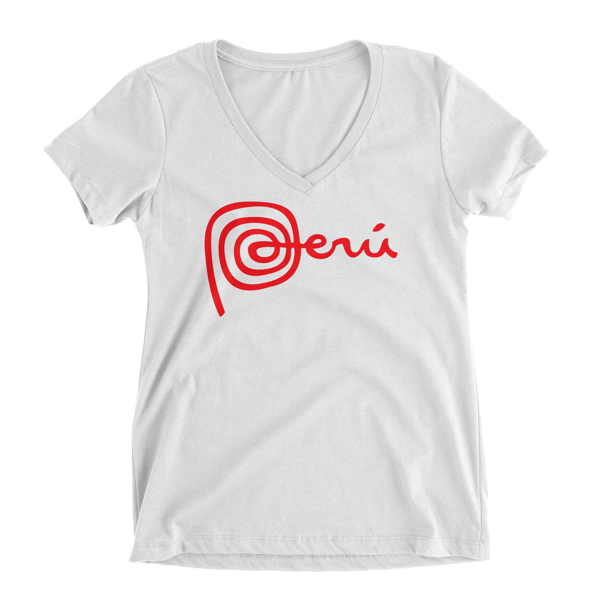 Marca Peru White Short Sleeve V-Neck T-Shirt for Juniors