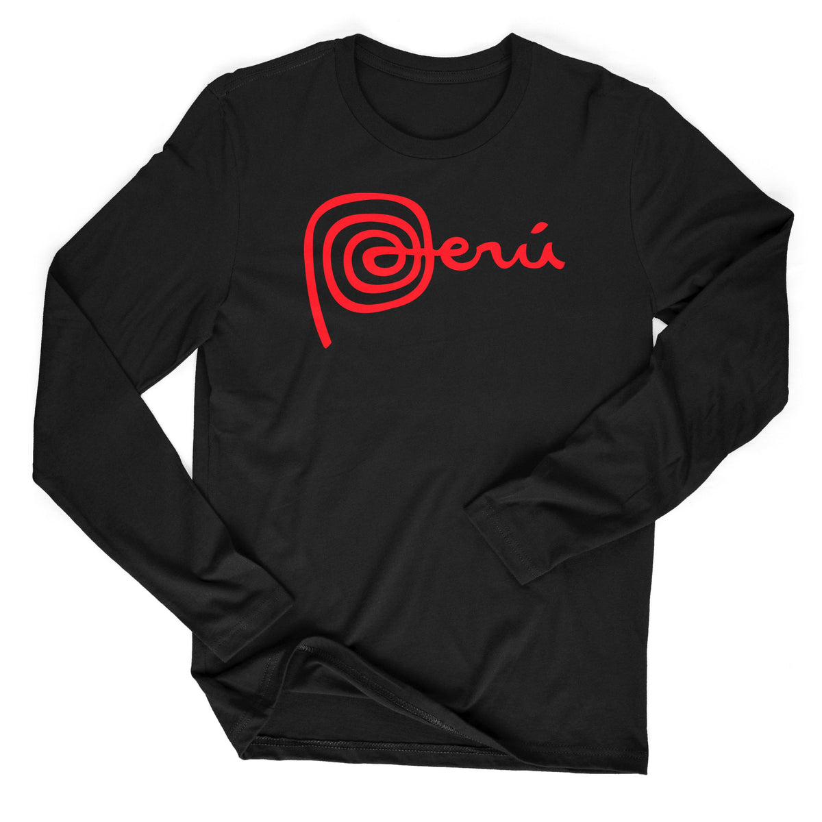 Marca Peru Black Long Sleeve Crewneck Shirt for Men